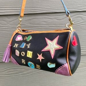 vintage y2k dooney & bourke linday lohan alphabet charm shoulder bag black multi